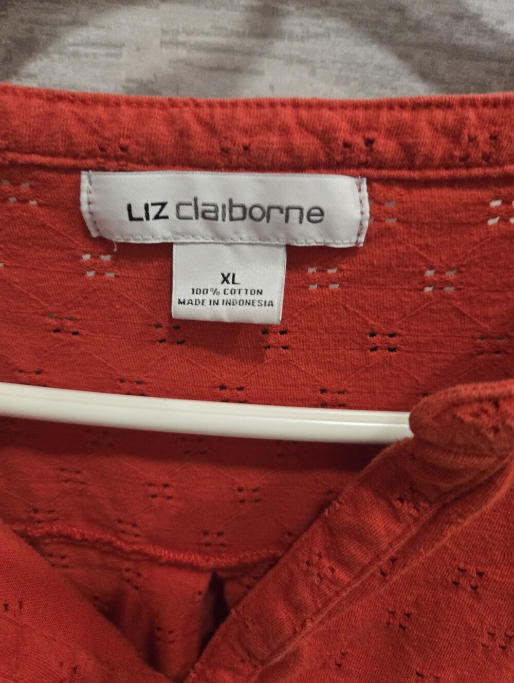 Liz Claiborne  Red Eyelet Cotton Blouse